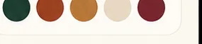 Coordinated outfit palette in evergreen, terracotta, amber, cream and burgundy